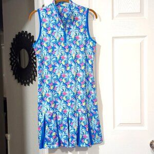 NWT SPORT HALEY Colorful Floral Sleeveless Pleated Dress -W- Matching Shorts (M)